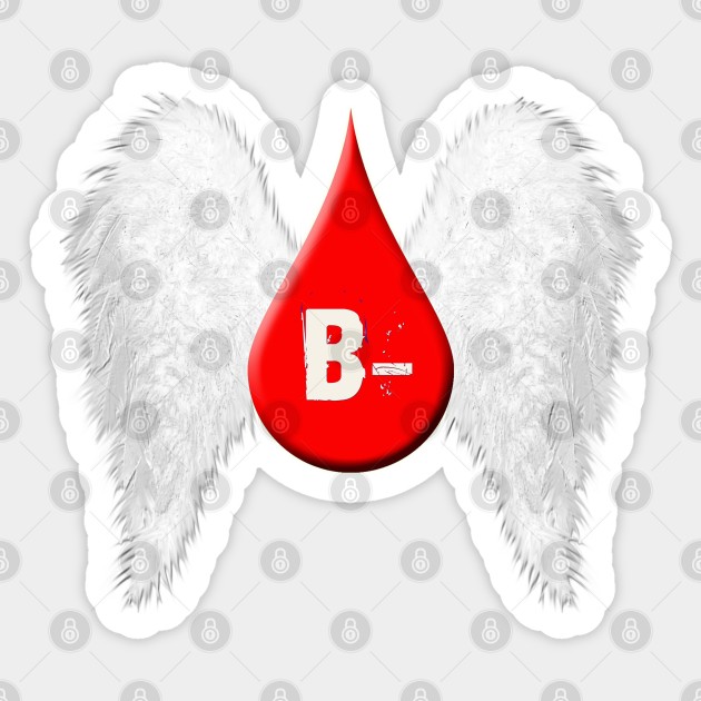 Blood Type B Negative - Angel Wings Sticker by PurplePeacock